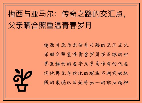 梅西与亚马尔：传奇之路的交汇点，父亲晒合照重温青春岁月